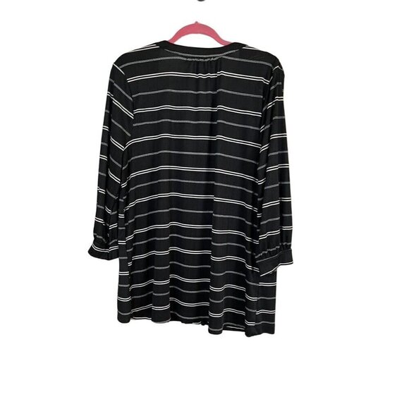 Lane Bryant Striped Top 14 Black Retro Classic Minimalist Office Casual Resort - Picture 7 of 11